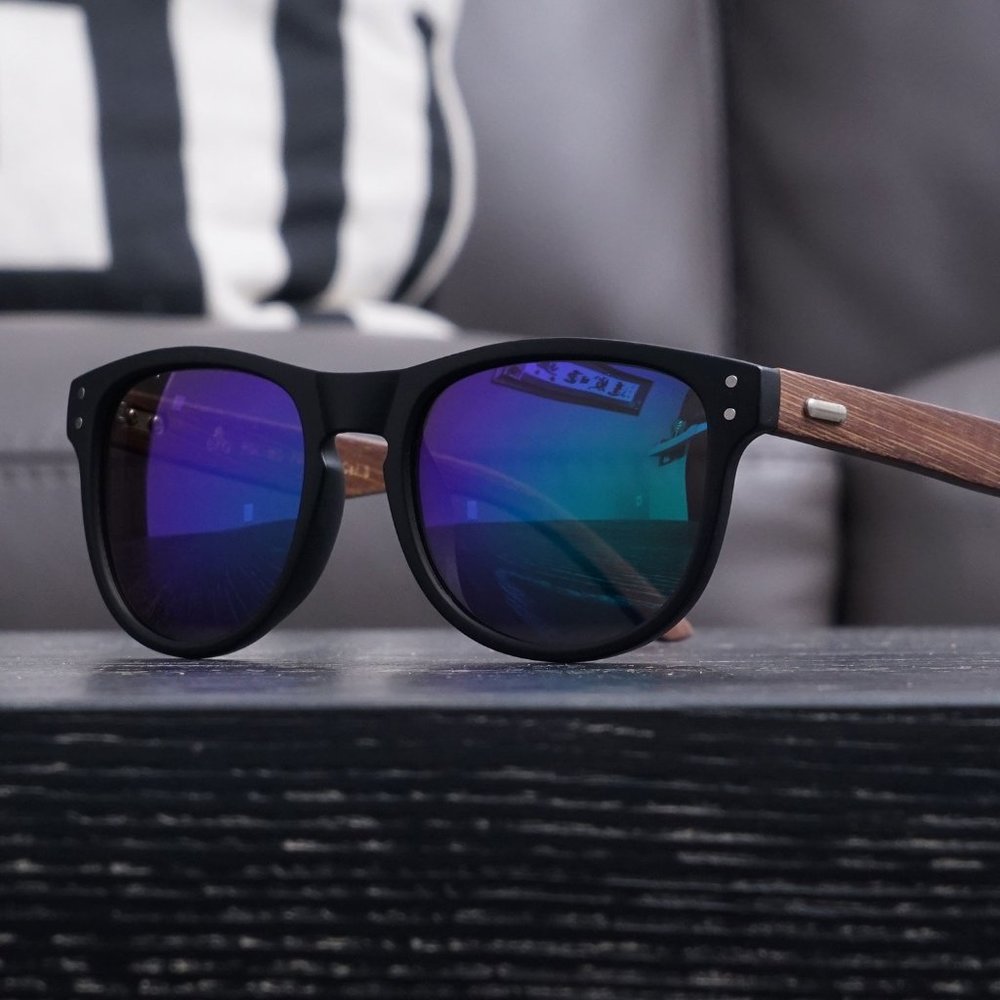 Polarized Bamboo Wood Mirrored Sunglasses